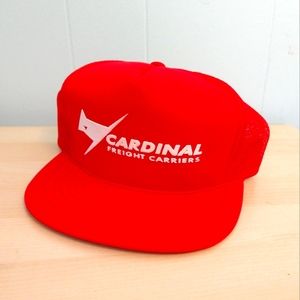 Vintage Trucker Hat Cap Baseball 80s Cardinal Frieght Red